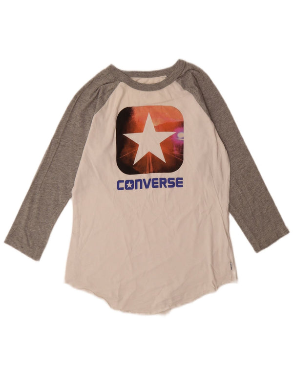 Converse Mujer Gráfico Top Manga 3/4 UK 6 XS Blanco Colorblock