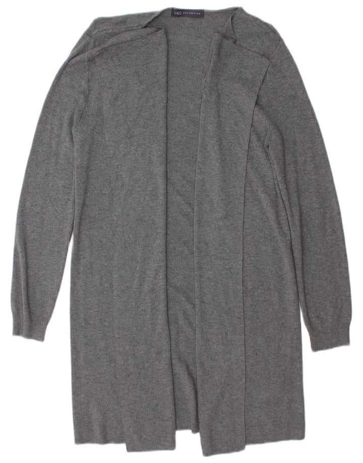 Marks & Spencer Suéter Cárdigan Abierto Largo para Mujer UK 10 Small Grey
