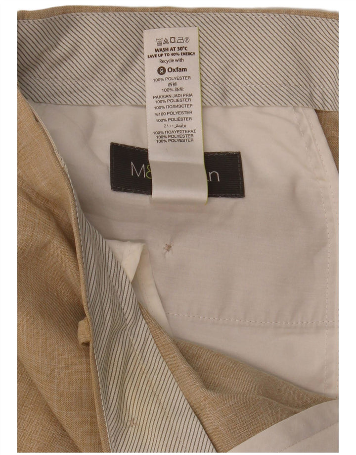 MARKS & SPENCER Pantalón de traje recto para hombre W36 L31 Poliéster beige