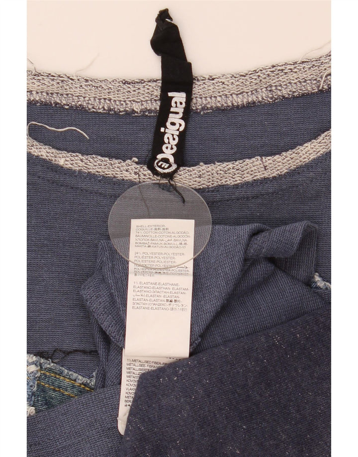 Desigual Top gráfico para mujer manga 3/4 UK 44 Medio azul marino Patchwork
