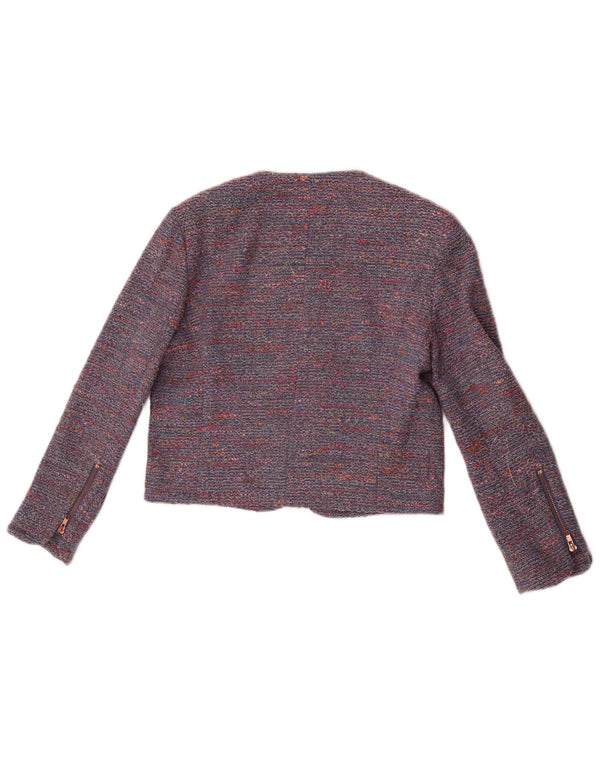 French Connection Chaqueta tipo blazer corta para mujer UK 40 Small Blue Moteado