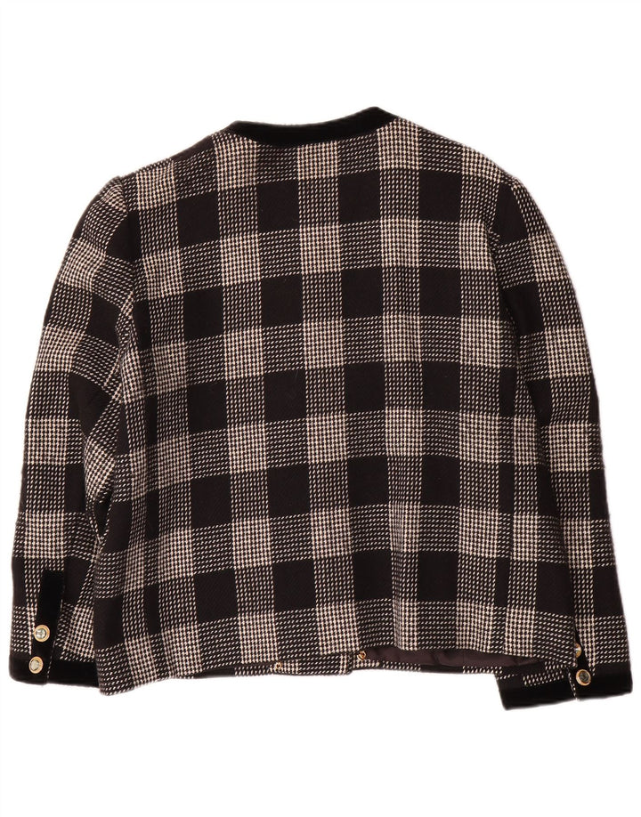 Vintage mujer 5 botones Blazer chaqueta Reino Unido 14 mediano negro Houndstooth