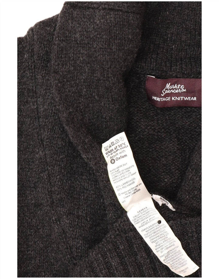 Marks & Spencer Cárdigan para hombre de lana gris grande