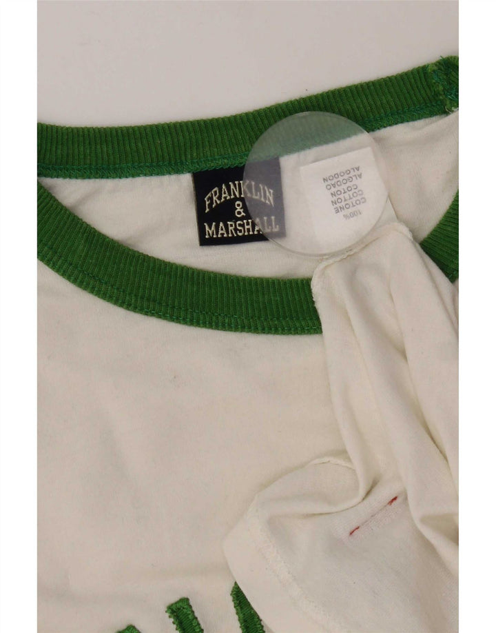 Franklin & Marshall Mens Graphic Top Manga Larga Grande Algodón Blanco