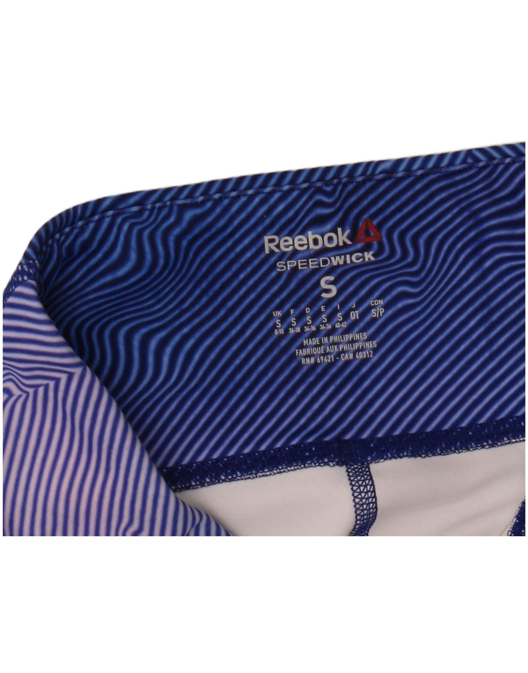 Reebok Leggings Capri para Mujer Reino Unido 8/10 Pequeño Azul Rayas