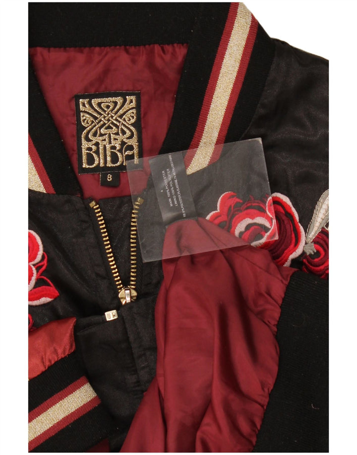 Biba Chaqueta bomber gráfica para mujer UK 8 Small Poliéster floral negro