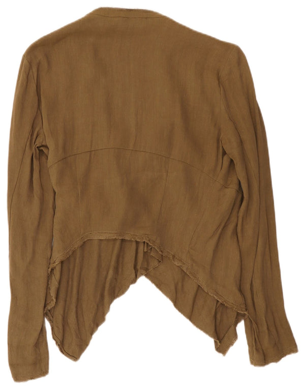 Zara Blusa Corta Asimétrica Cruzada para Mujer UK 40 Small Caqui Colorblock