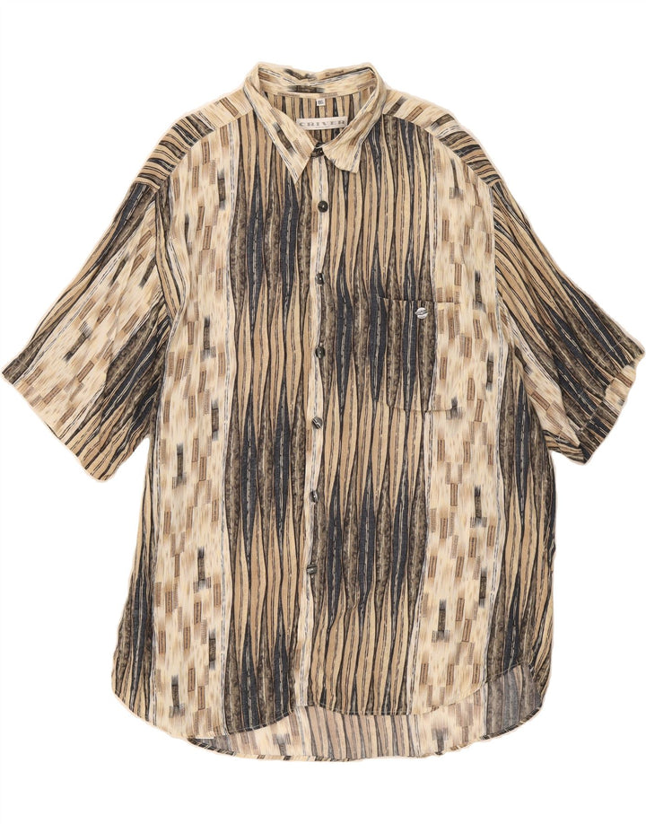 CRIVER Mens Short Sleeve Shirt 2XL Beige Striped Vintage Criver and Second-Hand Criver from Messina Hembry 