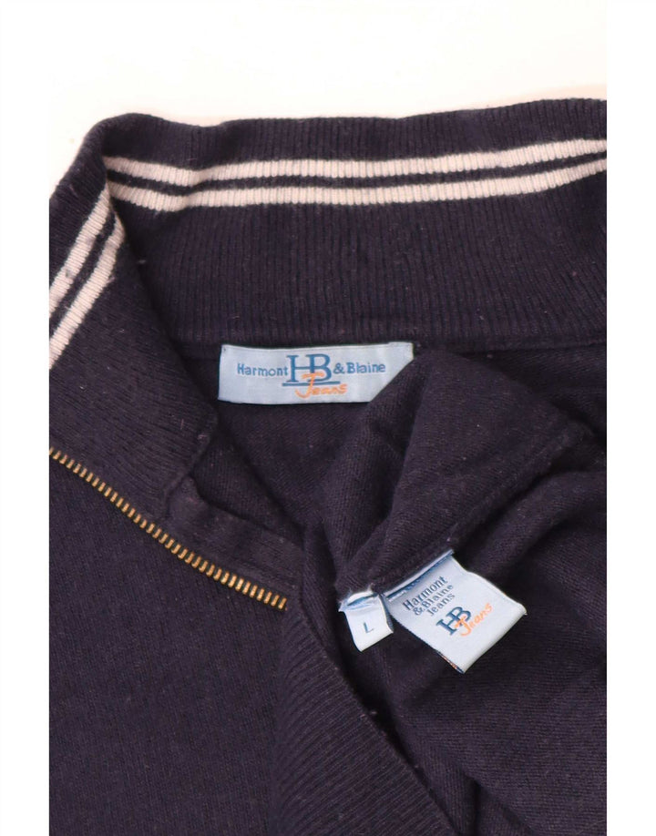 Harmont & Blaine - Jersey para hombre con cuello y cremallera, talla grande, azul marino