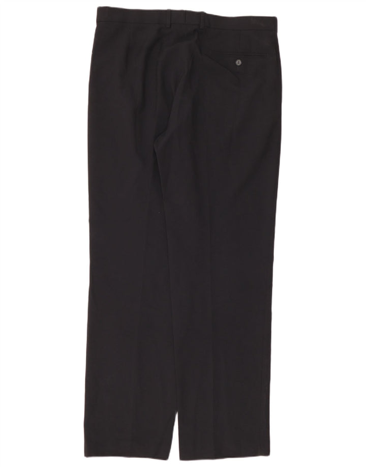 Marks & Spencer Pantalón de traje recto para hombre W36 L33 Poliéster azul marino