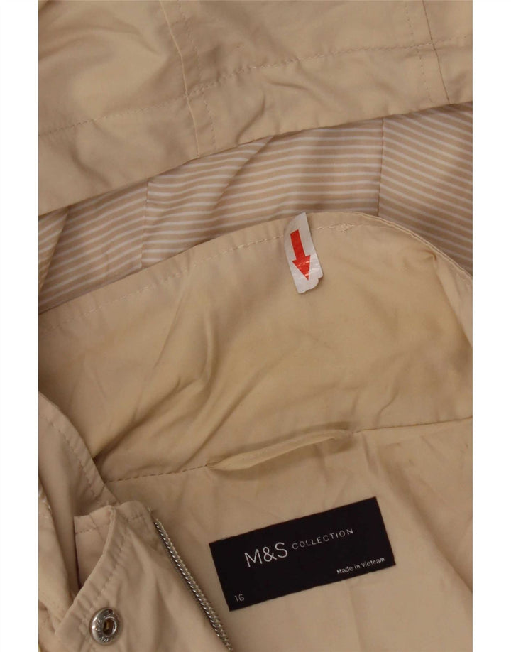 Marks & Spencer Chaqueta impermeable con capucha para mujer UK 46 Large Beige Poliéster
