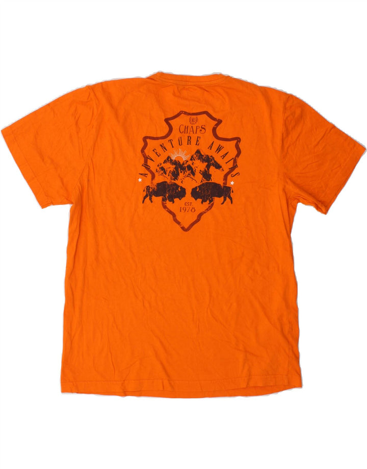 CHAPS Mens Graphic T-Shirt Top Large Orange Cotton Vintage Chaps and Second-Hand Chaps from Messina Hembry 