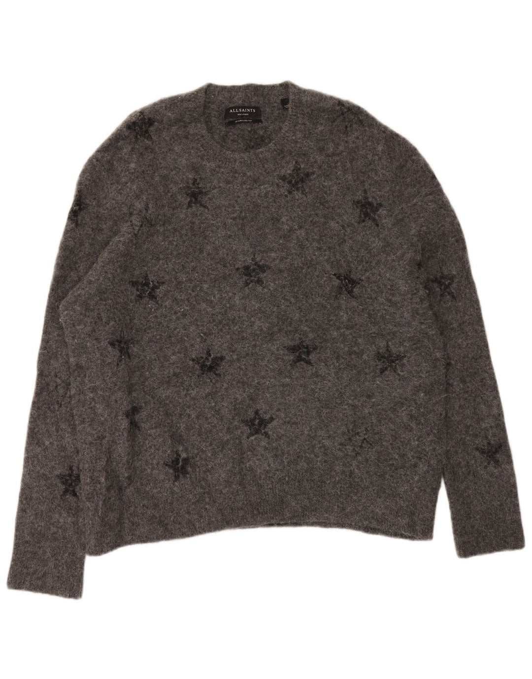 ALL SAINTS Suéter tipo jersey con cuello redondo para mujer UK 20 2XL Gris Geométrico