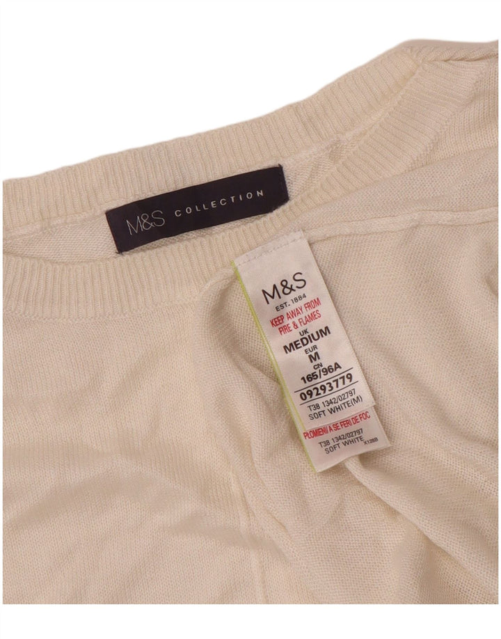 Marks & Spencer Suéter tipo jersey con cuello barco para mujer UK 14 Medium Off White