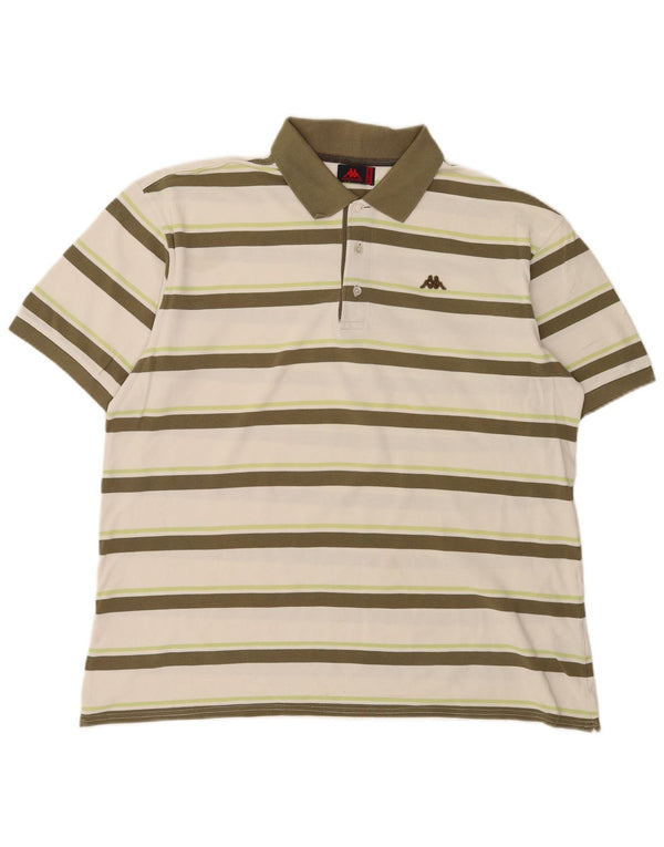 Kappa Polo Hombre 3XL Algodón A Rayas Blanco