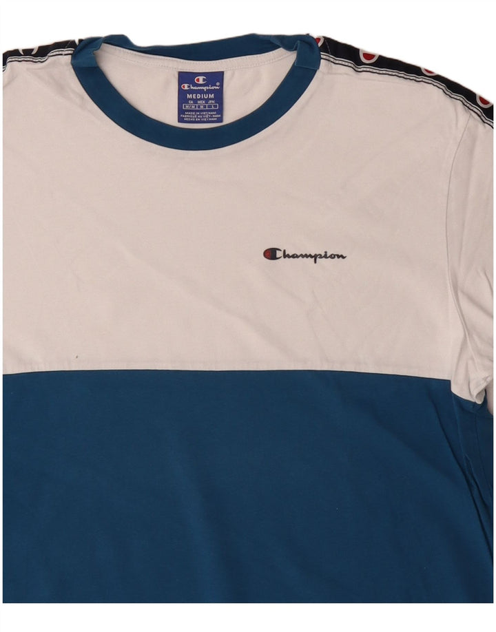 Champion Camiseta gráfica para hombre Top de algodón color block en azul medio