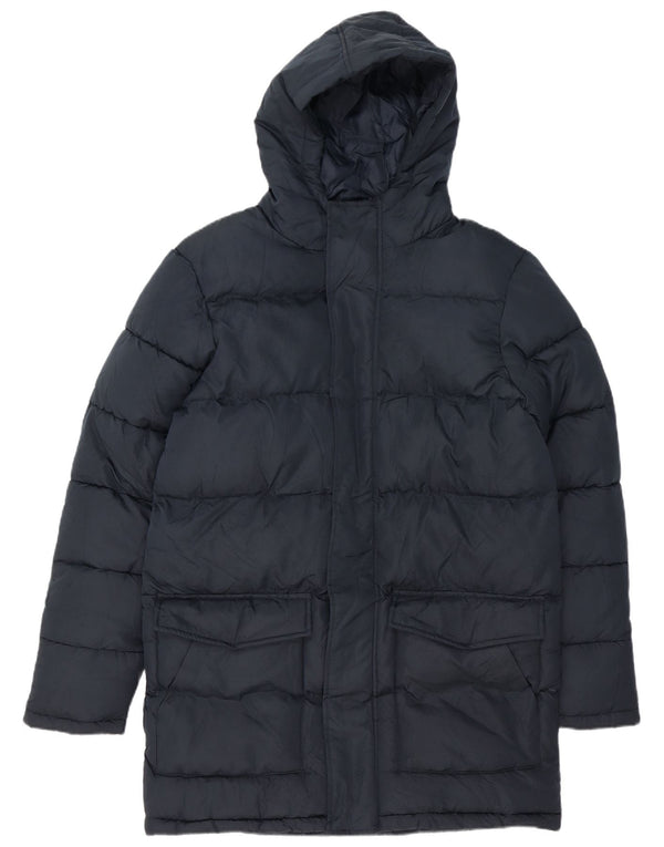 FRENCH CONNECTION Abrigo acolchado con capucha y ajuste holgado para hombre UK 36 Small Azul marino