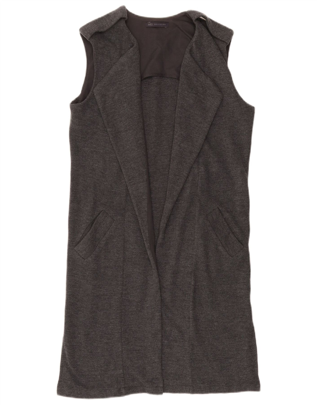 MARKS & SPENCER Suéter tipo cárdigan sin mangas para mujer UK 8 Small Grey