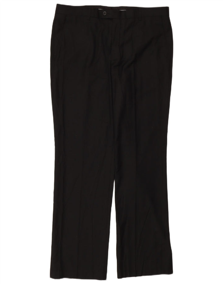 Pierre Cardin Pantalón de traje recto para hombre W36 L32 Poliéster negro