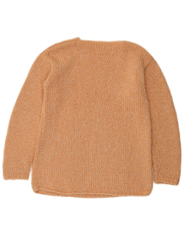 Vintage mujer barco cuello jersey suéter Reino Unido 12 medio naranja moteado