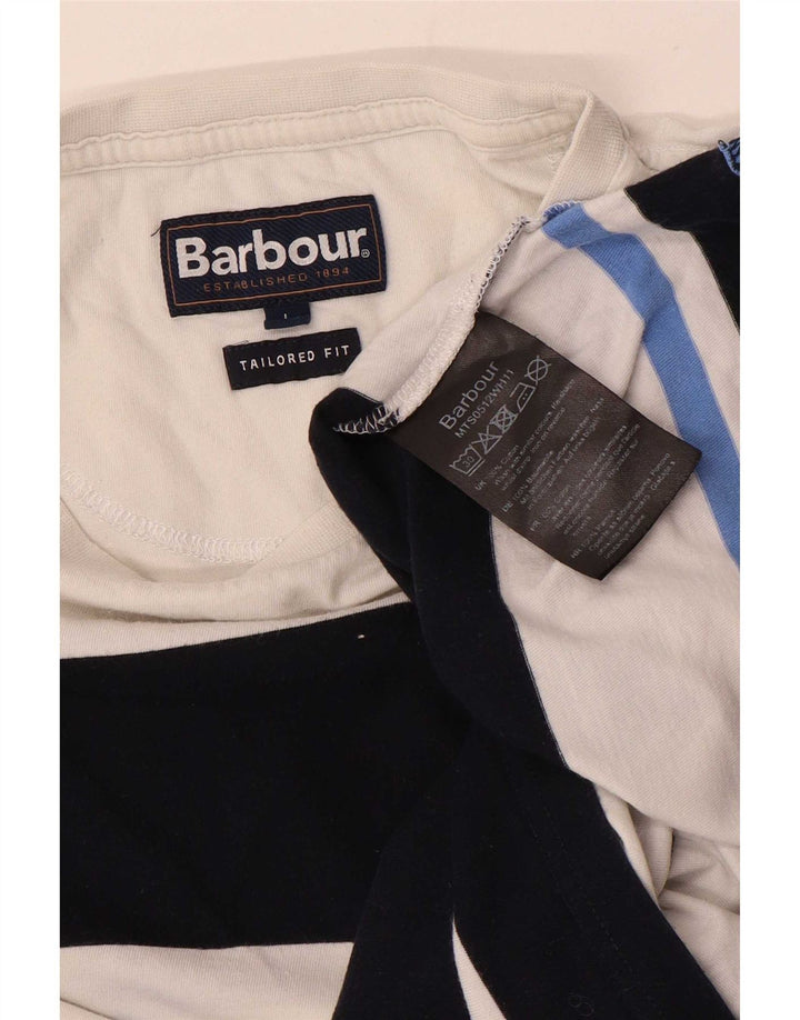 Barbour Camiseta para hombre Top grande de algodón a rayas blancas