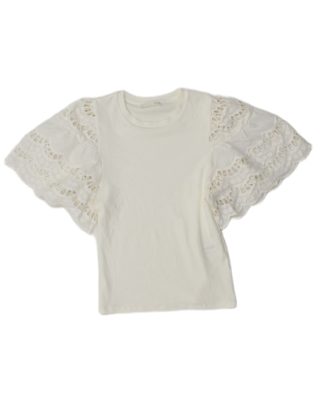 Zara Mujer Crop Batwing Blusa Top UK 8 Small White Viscosa