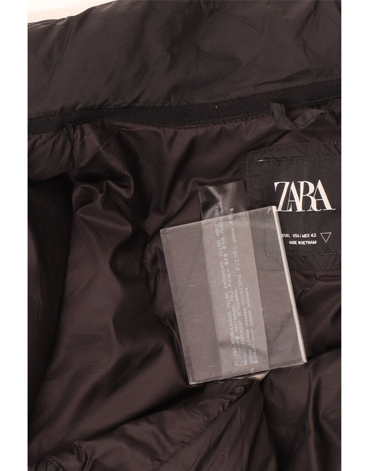 Zara Hombre Chaqueta Acolchada UK 40 Grande Poliéster Negro
