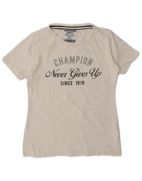 Champion Camiseta gráfica para mujer Top UK 12 Medium White Cotton