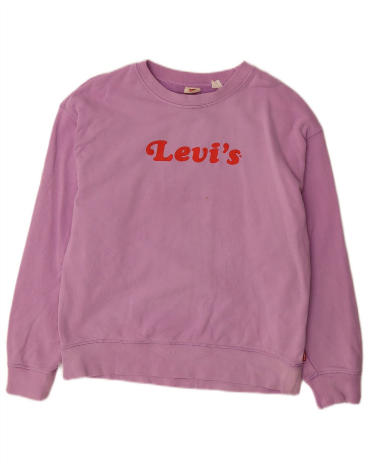 Levi's Sudadera de gran tamaño con gráfico para mujer UK 10 Small Purple Cotton