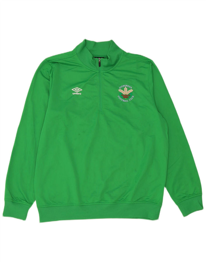 Umbro Hombre Graphic Zip Neck Sudadera Jumper Large Verde Poliéster