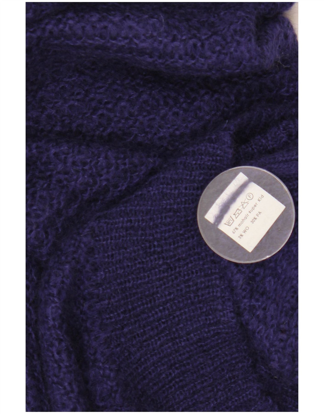 VINTAGE Mujer Barco Cuello Jumper Suéter Reino Unido 16 Grande Azul Marino Mohair