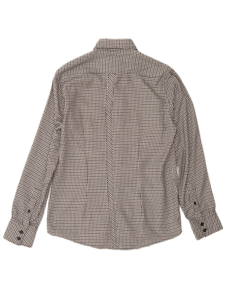 LAMBRETTA Camisa de franela para hombre Small Black Pata de gallo de algodón