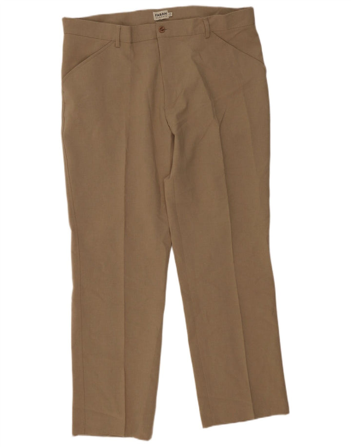 Farah Hombre Pantalones Casuales Rectos W40 L31 Poliéster Beige