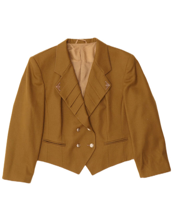 Vintage mujer 3/4 manga doble pecho chaqueta bolero IT 46 grande caqui