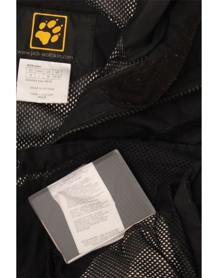 Jack Wolfskin Chaqueta impermeable con capucha para hombre UK 36/38 Medium Negro Poliamida