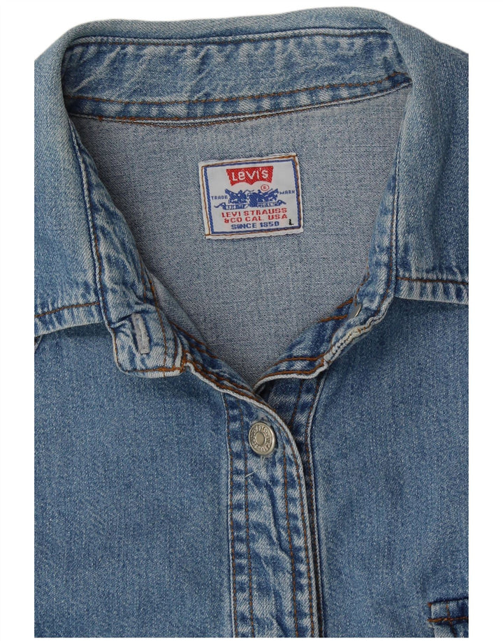 LEVI'S Camisa vaquera para mujer UK 46 Algodón azul grande