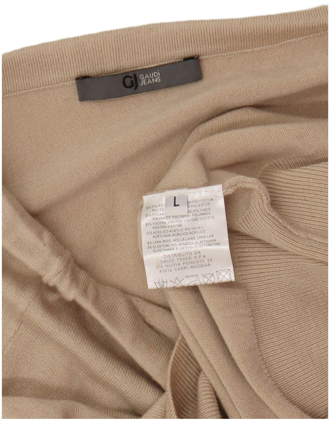 Gaudí Top corto sin tirantes con gráfico para mujer UK 44 Poliéster beige grande