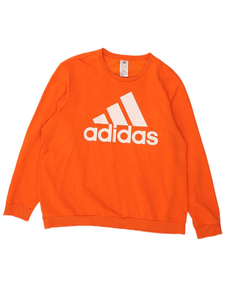Adidas - Sudadera gráfica para hombre, talla 2XL, algodón naranja