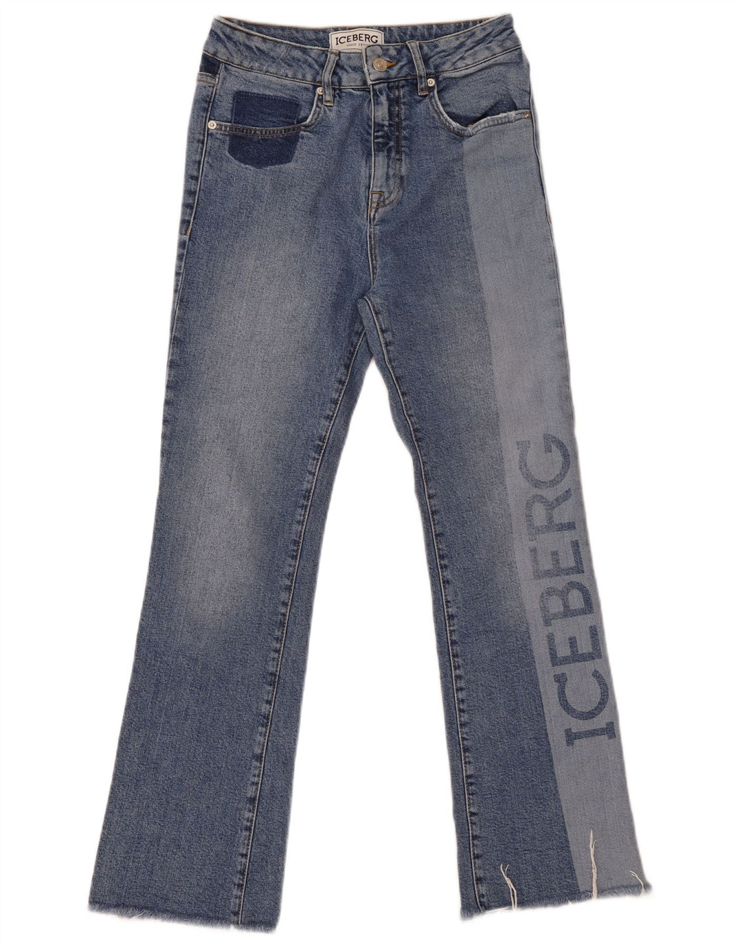 Iceberg Vaqueros Bootcut Gráficos De Mujer W27 L28 Algodón Color Block Azul