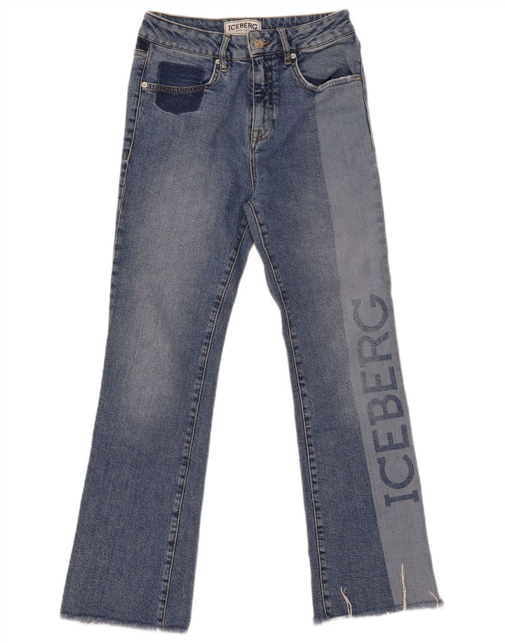 Iceberg Vaqueros Bootcut Gráficos De Mujer W27 L28 Algodón Color Block Azul