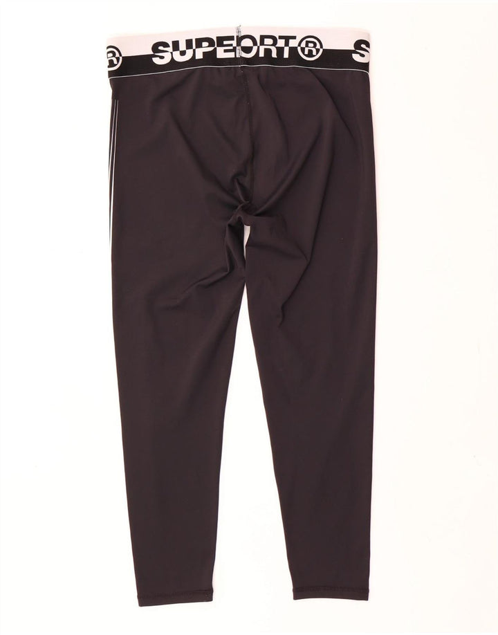 Superdry Leggings cortos con estampado gráfico para mujer, talla 46, color negro