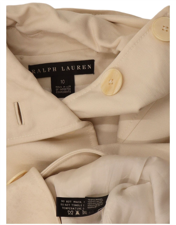 Ralph Lauren Abrigo para mujer US 10 grande de lana blanca