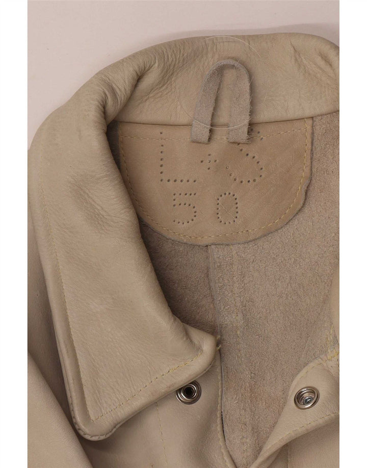 Vintage hombres ante chaqueta IT 50 grande beige