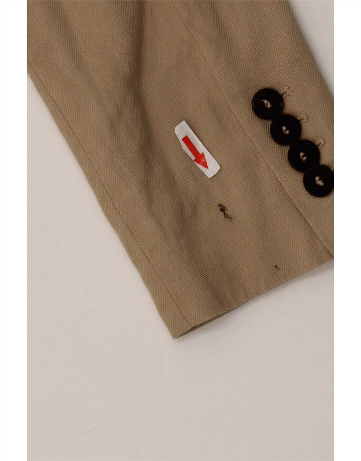 Zara Mujer Chaqueta Blazer De 1 Botón UK 6 XS Beige Lyocell