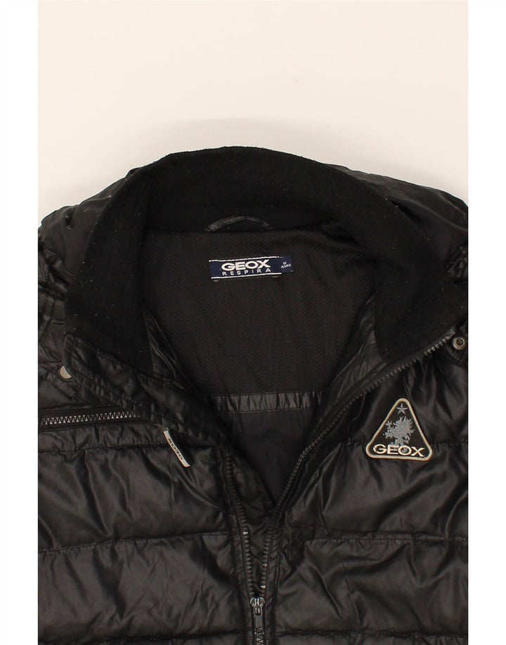 GEOX Boys Hooded Padded Jacket 11-12 Years Black Polyester Vintage Geox and Second-Hand Geox from Messina Hembry 