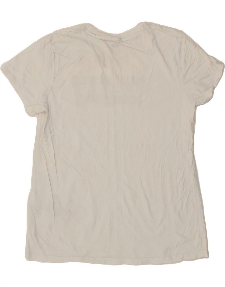 LEVI'S Womens Graphic T-Shirt Top UK 12 Medium White Cotton Vintage Levi's and Second-Hand Levi's from Messina Hembry 