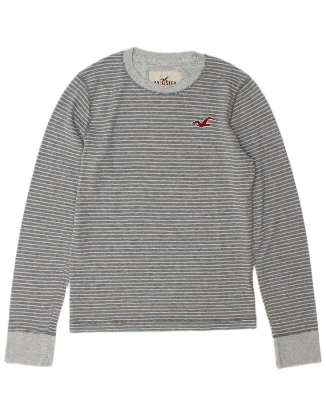 Camiseta Hollister Hombre Manga Larga Rayas Grises Pequeñas