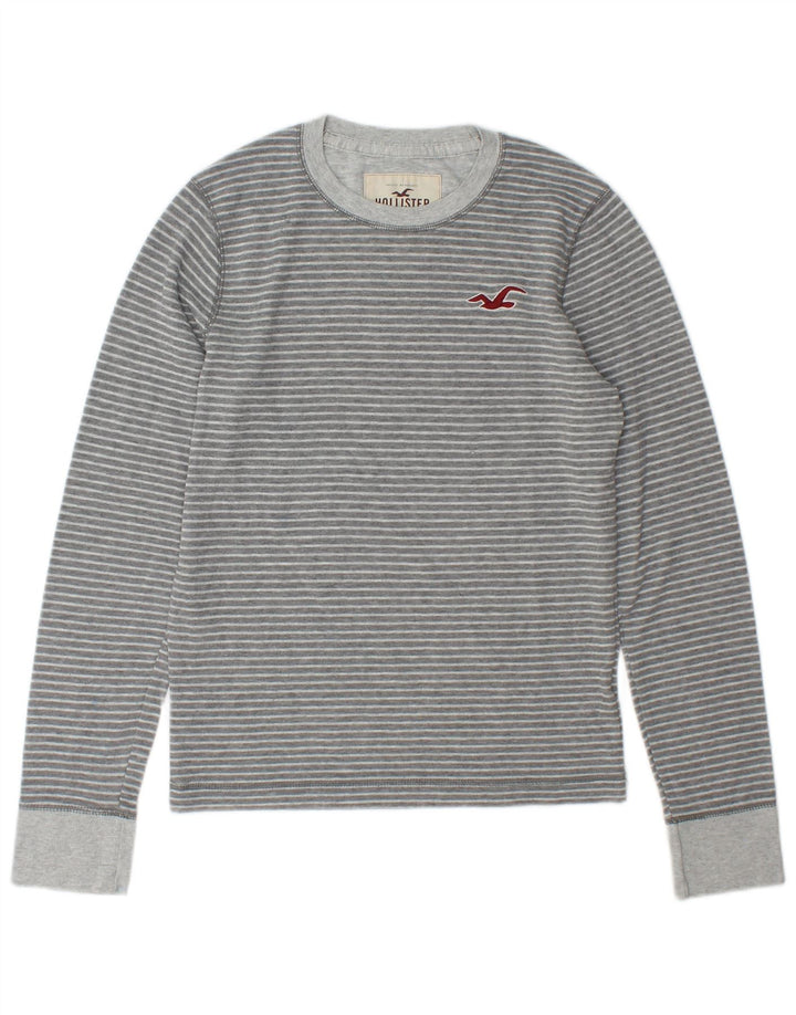 Camiseta Hollister Hombre Manga Larga Rayas Grises Pequeñas
