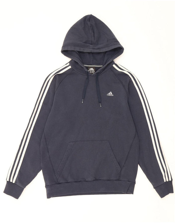 ADIDAS Mens Hoodie Jumper Medium Navy Blue Cotton