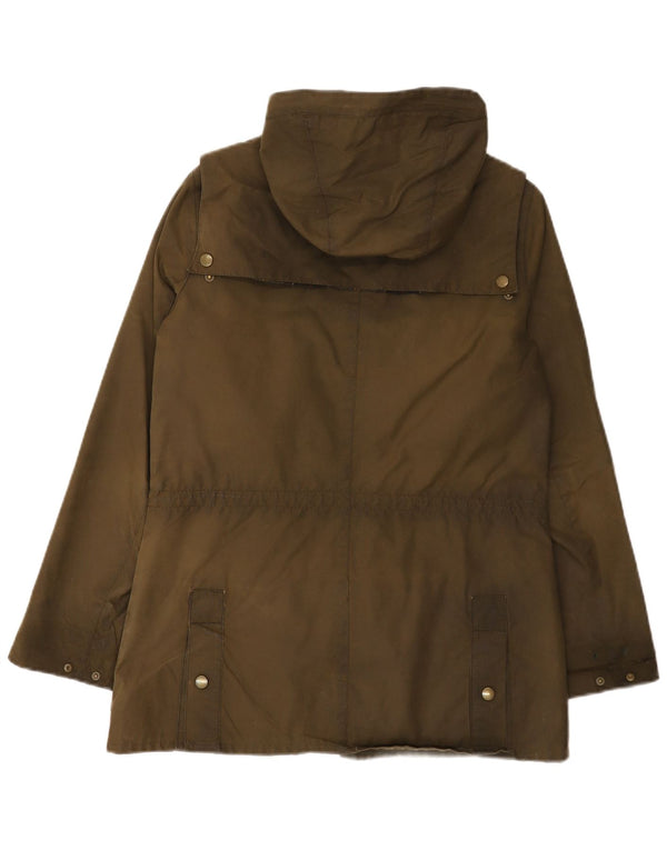 Barbour Chaqueta de algodón encerado con capucha para mujer UK 12 Medium Khaki